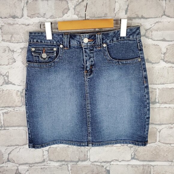 Denim Mini Skirt Junior 5 Flap Pocket no boundaries Stretch - Picture 1 of 10